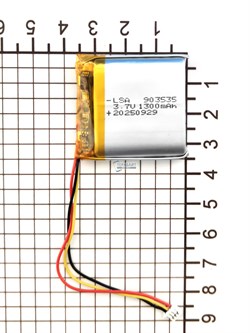 Аккумулятор 3.7v 1300mAh 3pin 3 провода + разъем (фишка) коннектор 903535 Li-Pol универсальная аккумуляторная батарея 9x35x35 - фото 204006