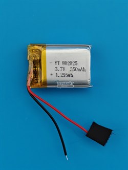 Аккумулятор 3.7v 350mAh 2pin 2 провода 802025 Li-Pol универсальная аккумуляторная батарея 8х20x25 - фото 204091