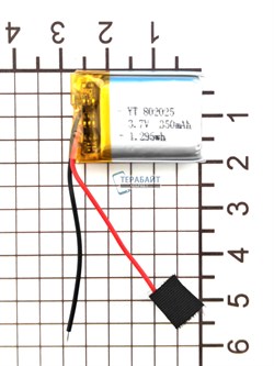 Аккумулятор 3.7v 350mAh 2pin 2 провода 802025 Li-Pol универсальная аккумуляторная батарея 8х20x25 - фото 204094
