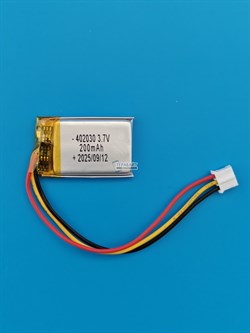 Аккумулятор 3.7v 200mAh 3pin 3 провода + разъем (фишка) коннектор 402030 Li-Pol универсальная аккумуляторная батарея 4x20x30 - фото 204114