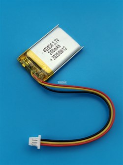Аккумулятор 3.7v 200mAh 3pin 3 провода + разъем (фишка) коннектор 402030 Li-Pol универсальная аккумуляторная батарея 4x20x30 - фото 204205