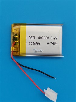 Аккумулятор 3.7v 200mAh 2pin 2 провода 402030 Li-Pol универсальная аккумуляторная батарея 4х20х30 - фото 204231
