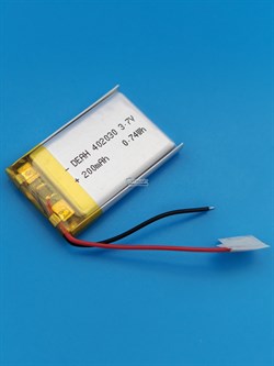 Аккумулятор 3.7v 200mAh 2pin 2 провода 402030 Li-Pol универсальная аккумуляторная батарея 4х20х30 - фото 204232