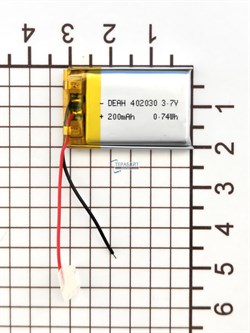 Аккумулятор 3.7v 200mAh 2pin 2 провода 402030 Li-Pol универсальная аккумуляторная батарея 4х20х30 - фото 204236