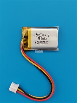 Аккумулятор 3.7v 250mAh 3pin 3 провода + разъем (фишка) коннектор 502030 Li-Pol универсальная аккумуляторная батарея 5x20x30 - фото 204254