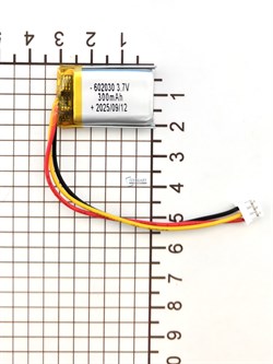 Аккумулятор 3.7v 300mAh 3pin 3 провода + разъем (фишка) коннектор 602030 Li-Pol универсальная аккумуляторная батарея 6x20x30 - фото 204335