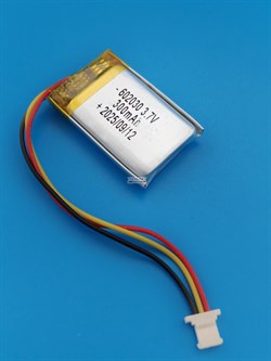 Аккумулятор 3.7v 300mAh 3pin 3 провода + разъем (фишка) коннектор 602030 Li-Pol универсальная аккумуляторная батарея 6x20x30 - фото 204355