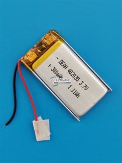 Аккумулятор 3.7v 300mAh 2pin 402035 Li-Pol универсальная аккумуляторная батарея 4x20x35 2 провода - фото 204417