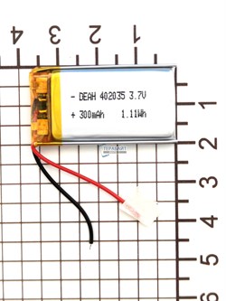 Аккумулятор 3.7v 300mAh 2pin 402035 Li-Pol универсальная аккумуляторная батарея 4x20x35 2 провода - фото 204424
