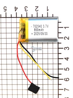 Аккумулятор 3.7v 700mAh 3pin 702540 Li-Pol универсальная аккумуляторная батарея 7x25x40 3 провода - фото 204444