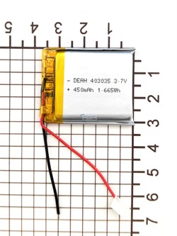 Аккумулятор 3.7v 450mAh 2pin 2 провода 403035 Li-Pol универсальная аккумуляторная батарея 4x30х35 - фото 205250