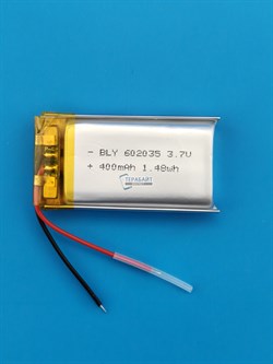 Аккумулятор 3.7v 400mAh 2pin 2 провода 602035 Li-Pol универсальная аккумуляторная батарея 6x20х35 - фото 205317
