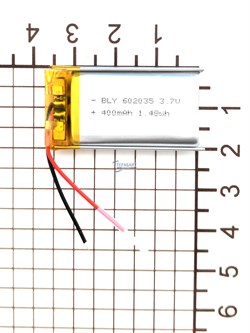 Аккумулятор 3.7v 400mAh 2pin 2 провода 602035 Li-Pol универсальная аккумуляторная батарея 6x20х35 - фото 205321