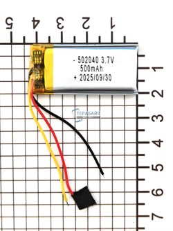Аккумулятор 3.7v 400mAh 3pin 3 провода 502040 Li-Pol универсальная аккумуляторная батарея 5x20х40 - фото 205358