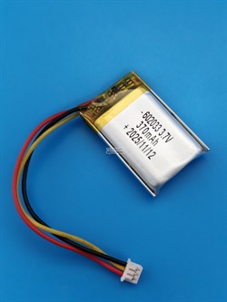 Аккумулятор 3.7v 370mAh 3pin 3 провода + разъем (фишка) коннектор 602033 Li-Pol универсальная аккумуляторная батарея 6x20x33 - фото 206142