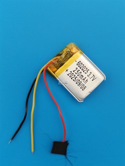 Аккумулятор 3.7v 250mAh 3pin 3 провода 602025 Li-Pol универсальная аккумуляторная батарея 6x20х25 - фото 206225