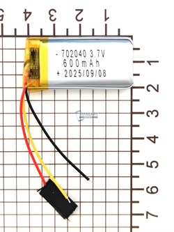 Аккумулятор 3.7v 600mAh 3pin 3 провода 702040 Li-Pol универсальная аккумуляторная батарея 7x20х40 - фото 206269