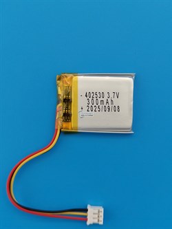 Аккумулятор 3.7v 300mAh 3pin 3 провода + разъем (фишка) коннектор 402530 Li-Pol универсальная аккумуляторная батарея 4x25x30 - фото 206288