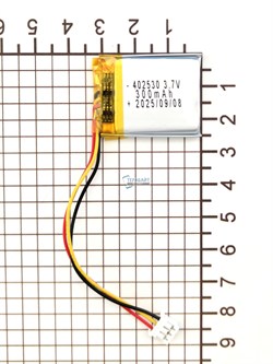 Аккумулятор 3.7v 300mAh 3pin 3 провода + разъем (фишка) коннектор 402530 Li-Pol универсальная аккумуляторная батарея 4x25x30 - фото 206292