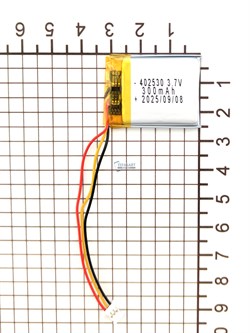Аккумулятор 3.7v 300mAh 3pin 3 провода + разъем (фишка) коннектор 402530 Li-Pol универсальная аккумуляторная батарея 4x25x30 - фото 206320