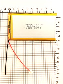 Аккумулятор 3.7v 5000mAh 2pin 2 провода 6060100 Li-Pol универсальная аккумуляторная батарея 6x60х100 - фото 207126