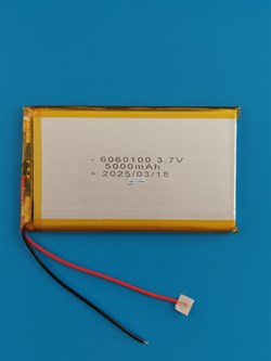 Аккумулятор 3.7v 5000mAh 2pin 2 провода 6060100 Li-Pol универсальная аккумуляторная батарея 6x60х100 - фото 207129