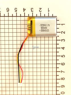 Аккумулятор 3.7v 500mAh 3pin 3 провода + разъем (фишка) коннектор 572535 Li-Pol универсальная аккумуляторная батарея 5.7x25x35 - фото 207147