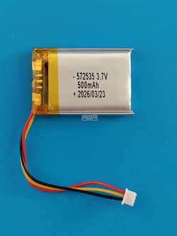 Аккумулятор 3.7v 500mAh 3pin 3 провода + разъем (фишка) коннектор 572535 Li-Pol универсальная аккумуляторная батарея 5.7x25x35 - фото 207148