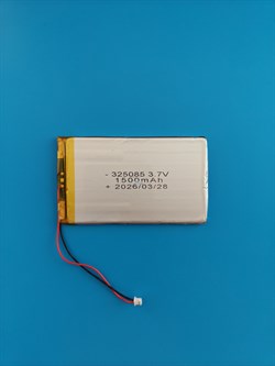 Аккумулятор 3.7v 1500mAh 2pin 2 провода + разъем (фишка) коннектор 325085 Li-Pol универсальная аккумуляторная батарея 3.2x50x85 - фото 207175