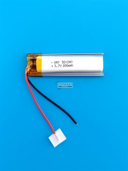 Аккумулятор 3.7v 200mAh 2pin 501240 Li-Pol универсальная аккумуляторная батарея 5x12x40 2 провода - фото 207186