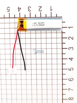 Аккумулятор 3.7v 200mAh 2pin 501240 Li-Pol универсальная аккумуляторная батарея 5x12x40 2 провода - фото 207190
