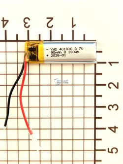 Аккумулятор 3.7v 90mAh 2pin 2 провода 401030 Li-Pol универсальная аккумуляторная батарея 4x10x30 - фото 207394