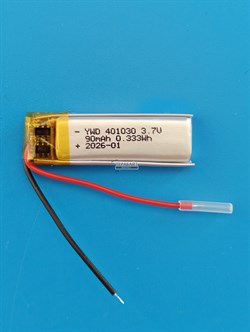 Аккумулятор 3.7v 90mAh 2pin 2 провода 401030 Li-Pol универсальная аккумуляторная батарея 4x10x30 - фото 207397