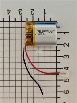 Аккумулятор универсальный литий полимерный li-pol 3.7v вольт 3pin 3 провода с платой 350mAh 802025 размеры батареи 8x20x25 - фото 207952