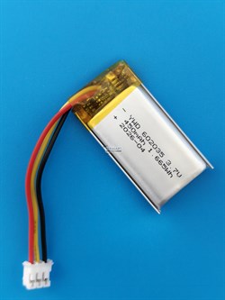 Аккумулятор универсальный литий полимерный li-pol 3.7v вольт 3pin 3 провода с платой + коннектор (разъем фишка) 450mAh 602035 размеры батареи 6х20х35 - фото 207992