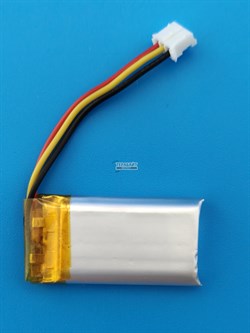 Аккумулятор универсальный литий полимерный li-pol 3.7v вольт 3pin 3 провода с платой + коннектор (разъем фишка) 450mAh 602035 размеры батареи 6х20х35 - фото 207994