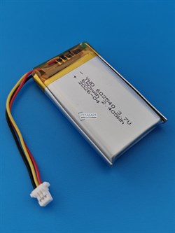 Аккумулятор универсальный литий полимерный li-pol 3.7v вольт 3pin 3 провода с платой + коннектор (разъем фишка) 650mAh 602540 размеры батареи 6х25х40 - фото 208013