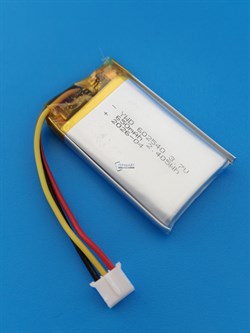 Аккумулятор универсальный литий полимерный li-pol 3.7v вольт 3pin 3 провода с платой + коннектор (разъем фишка) 650mAh 602540 размеры батареи 6х25х40 - фото 208032