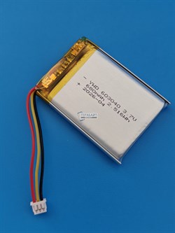 Аккумулятор универсальный литий полимерный li-pol 3.7v вольт 3pin 3 провода с платой + коннектор (разъем фишка) 680mAh 603040 размеры батареи 6х30х40 - фото 208055