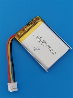 Аккумулятор универсальный литий полимерный li-pol 3.7v вольт 3pin 3 провода с платой + коннектор (разъем фишка) 680mAh 603040 размеры батареи 6х30х40 - фото 208123
