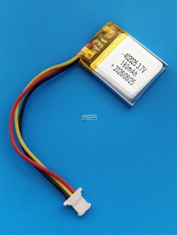 Аккумулятор универсальный литий полимерный li-pol 3.7v вольт 3pin 3 провода с платой + коннектор (разъем фишка) 180mAh 402025 размеры батареи 4x20x25 - фото 208288