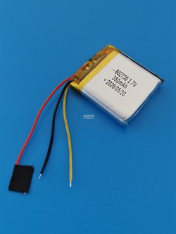 Аккумулятор универсальный литий полимерный li-pol 3.7v вольт 3pin 3 провода с платой 380mAh 602730 размеры батареи 6x27x30 - фото 208315