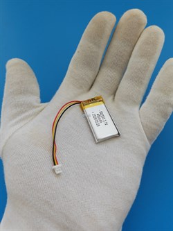Аккумулятор универсальный литий полимерный li-pol 3.7v вольт 3pin 3 провода с платой + коннектор (разъем фишка) 400mAh 502035 размеры батареи 5x20x35 - фото 208334