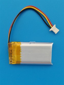 Аккумулятор универсальный литий полимерный li-pol 3.7v вольт 3pin 3 провода с платой + коннектор (разъем фишка) 450mAh 602035 размеры батареи 6х20х35 - фото 208423
