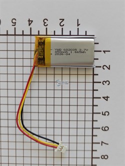 Аккумулятор универсальный литий полимерный li-pol 3.7v вольт 3pin 3 провода с платой + коннектор (разъем фишка) 450mAh 602035 размеры батареи 6х20х35 - фото 208425