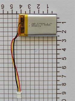 Аккумулятор универсальный литий полимерный li-pol 3.7v вольт 3pin 3 провода с платой + коннектор (разъем фишка) 650mAh 602540 размеры батареи 6х25х40 - фото 208442