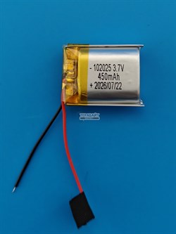 Аккумулятор 3.7v 450mAh 2pin 2 провода 102025 Li-Pol универсальная аккумуляторная батарея 10х20x25 - фото 209180