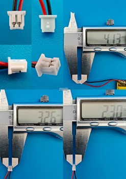 Аккумулятор универсальный литий полимерный li-pol 3.7v вольт 2pin 2 провода с платой + коннектор (разъем фишка) 220mAh 302535 032535 размеры батареи 3x25x35 - фото 209225
