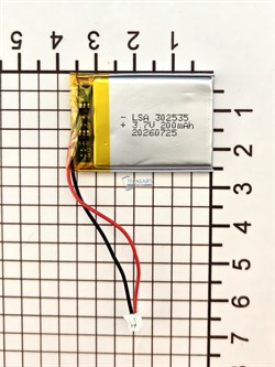 Аккумулятор универсальный литий полимерный li-pol 3.7v вольт 2pin 2 провода с платой + коннектор (разъем фишка) 220mAh 302535 032535 размеры батареи 3x25x35 - фото 209226