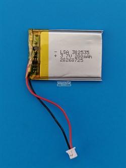 Аккумулятор универсальный литий полимерный li-pol 3.7v вольт 2pin 2 провода с платой + коннектор (разъем фишка) 220mAh 302535 032535 размеры батареи 3x25x35 - фото 209227